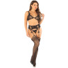 Leg Avenue - Soutien-Gorge + String + Bas Noir Taille Unique